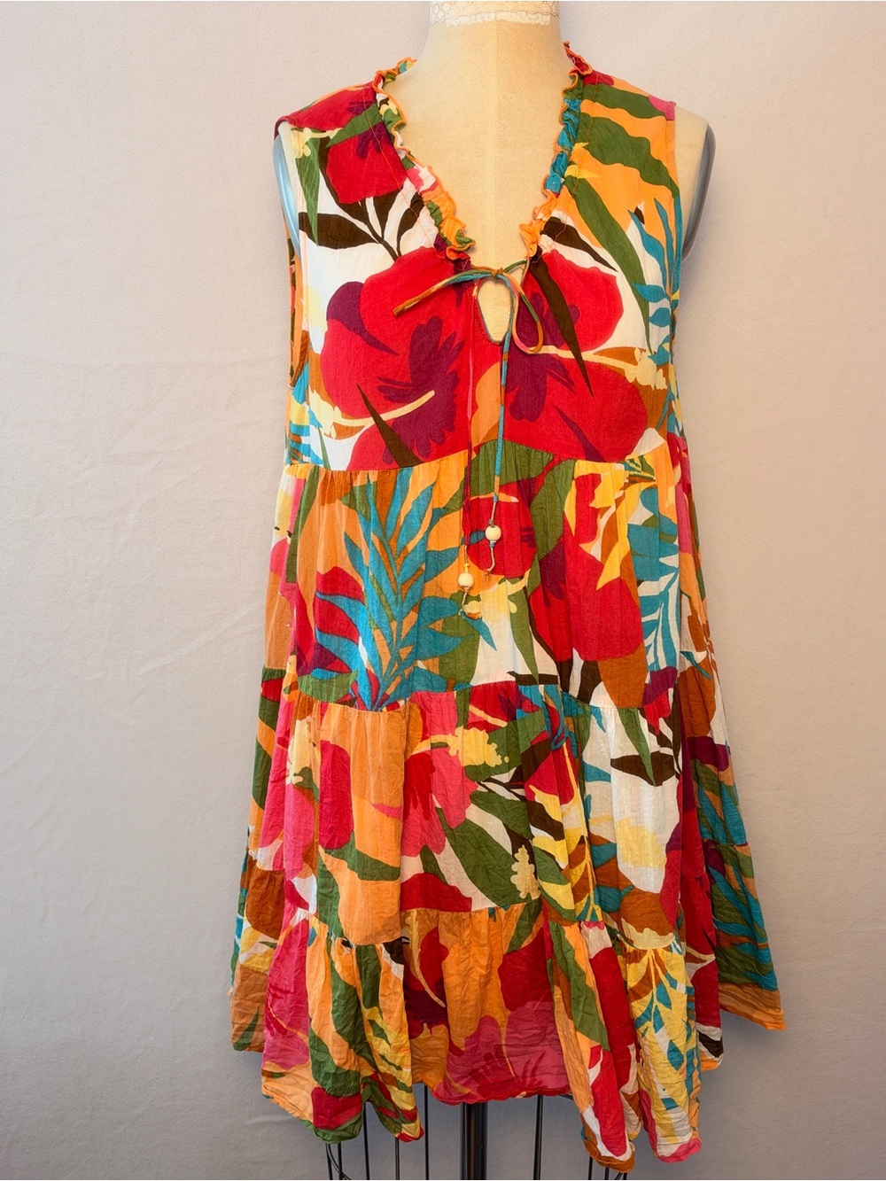 True Destination Sleeveless Tropical Floral Swing Dress - Multicolor